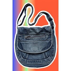 Vintage Y2K Denim Crossbody Bag Adjustable Strap Multiple Pockets